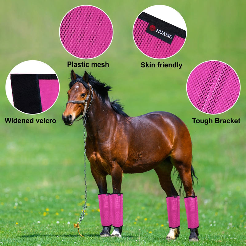 Horse Fly Boots, Breathable Mesh Protection Set of 4, Comfortable Pony Leggings, Breathable Mesh Design, Equines Supplies for Reduce Stomping, Hoof Damage & Leg Fatigue (Rose Red, Large) Rose Red Large (For average horses) - PawsPlanet Australia