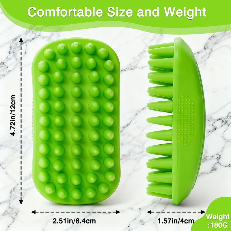 Pet Rubber Bath Brush for Dogs & Cats, Soft TPR Bath Curry Brush with Massage Design for Long and Short Hair Pets