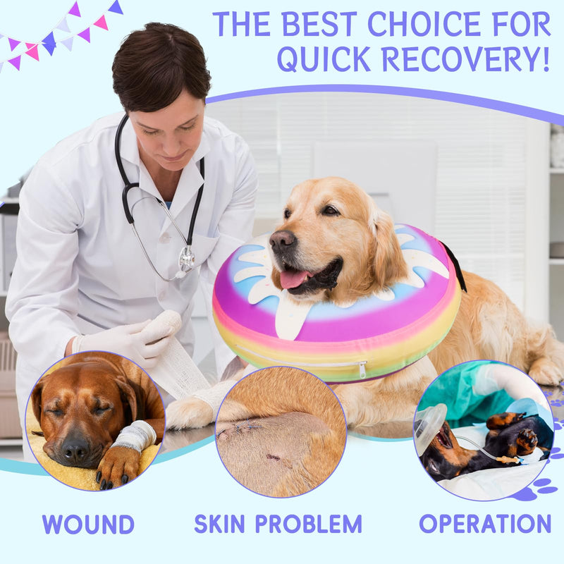 Inflatable Dog Cone Collar Alternative After Surgery, Donut Soft Neck Cone for Husky Border Collie Large Dogs, etc, Protective Comfortable E Collar Recovery Cone Not Block Vision Cake Large Sized(Neck:15-18.5in) - PawsPlanet Australia