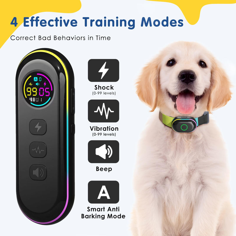 Lychee 2-in-1 Dog Shock Bark Collar Sport Smart Anti Barking Dog Training Correction Collar with 2000FT Remote Control and Shock Beep Vibration， IPX7 Waterproof for Small Medium Large Dogs(10-120lbs) - PawsPlanet Australia