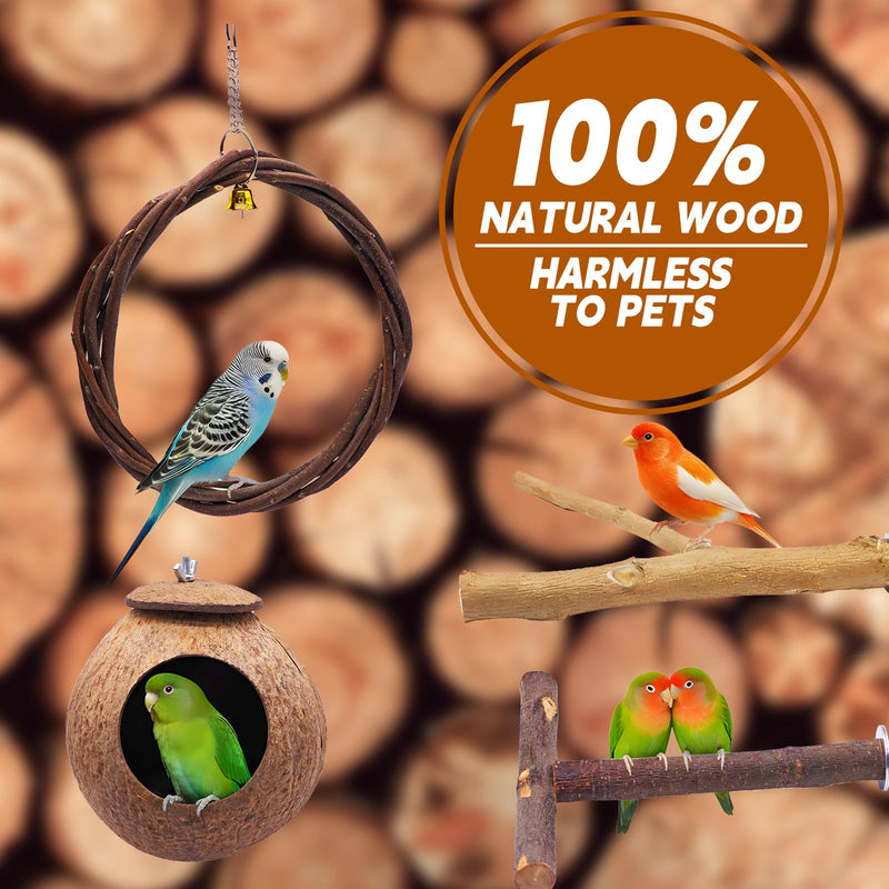 Natural Sichuan Pepper Birdcage Perch, Suitable for Conures, Cockatiels, Budgies, can Stand on Branches as Toys, Bird Swings, Bird feeders, Eight-Piece Natural Wood Birdcage Perch Set. - PawsPlanet Australia