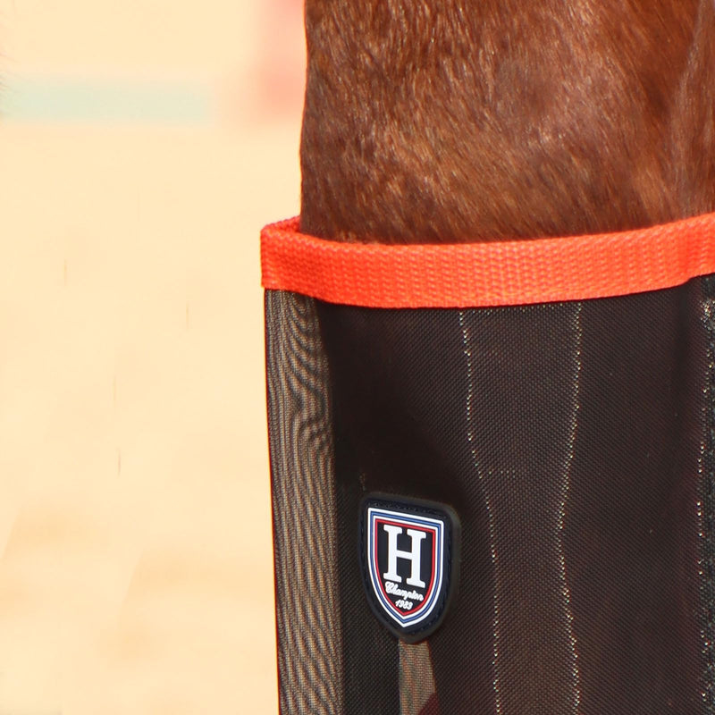 Harrison Howard Loose-Fitting Horse Fly Leggings Breathable, Tear-Resistant Fine Mesh Leg Guards Stay-on Comfortable Fly Boots (Set of 4) Orange Yearling