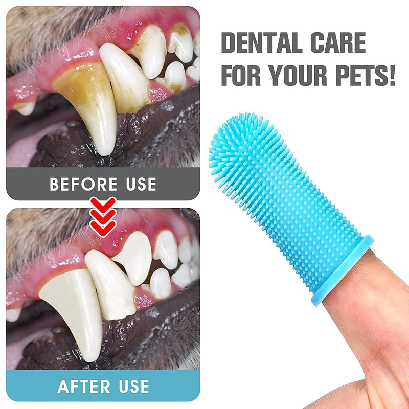 4 Pieces Soft Silicone Pet Finger Toothbrush, Dogs Cats Finger Toothbrush, Silicone Cat Teeth Cleaner, Blue