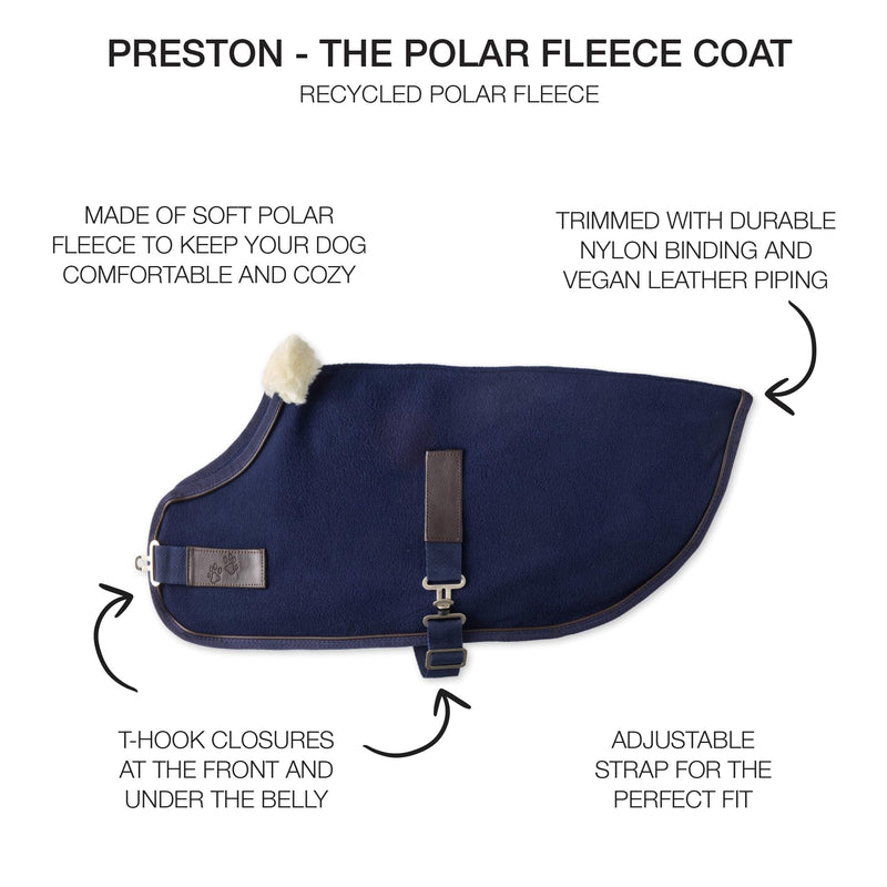 Preston II - The Polar Fleece Coat, Recycled Polar Fleece Warm Dog Jacket for Cold Weather for Small, Medium, Large Dogs, Navy, Medium (20-45 lbs) Medium (20-45 lbs)