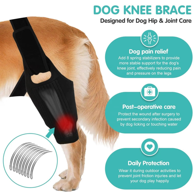 Dog Knee Brace for ACL & Ligament Injuries | Adjustable Back Leg Support & Compression Wrap | Helps with Patella Dislocation, Osteoarthritis & Sprains | Multifunctional Protection (Large) Large