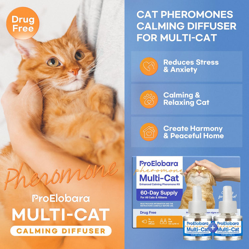 Cat Calming Pheromone Diffuser: Cat Calming Pheromones Diffusers - Reduces Stress & Anxiety with Calming Pheromones - Cat Pheromones Diffuser / 60 Day Supply BlueW3