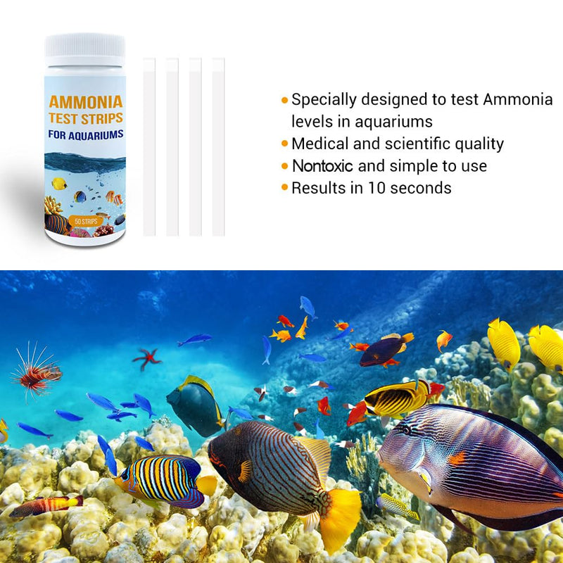 DONGKER 50pcs Aquarium Ammonia Test Strips,NH3/NH4 Test Kit Fast Testing Ammonia for Aquarium/Pond/Pool