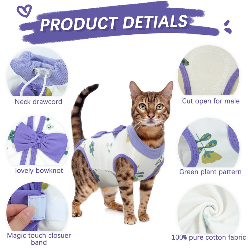 DENTRUN Cat Surgery Recovery Suit Anti Licking Spay Snuggly Vest, Pet Surgical Recovery Shirt After Surgery for Male Female Cat Small Dog Cone E-Collar Alternative S Purple