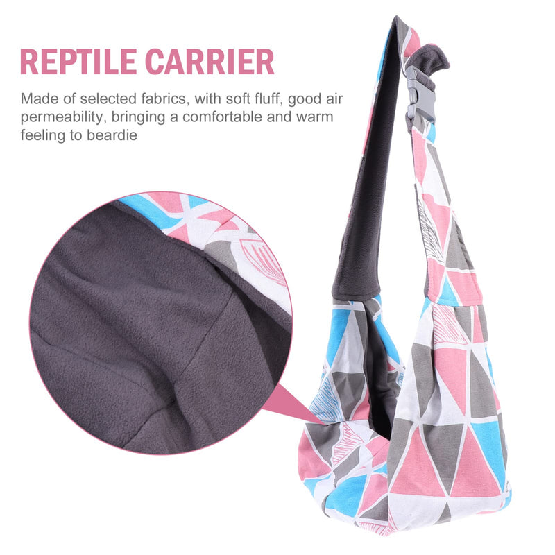 Balacoo Bearded Dragon Sling Carrier - Adjustable Reptile Travel Bag for Leopard Gecko, Lizard, & Small Animals - Hands-Free Soft Warm Pouch with Shoulder Strap (Geometric Pattern)