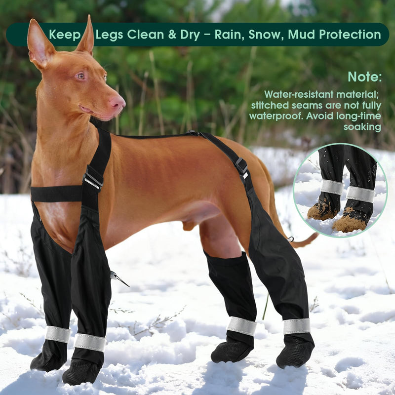 Waterproof Dog Suspender Boots, Reflective Anti-Slip Dog Shoes with Adjustable Straps for Small Medium Large Dogs,Stay-On Dogs Paw Protector Leggings for Outdoor Walking, Rain & Snow Hiking (Black,XS) XS - PawsPlanet Australia
