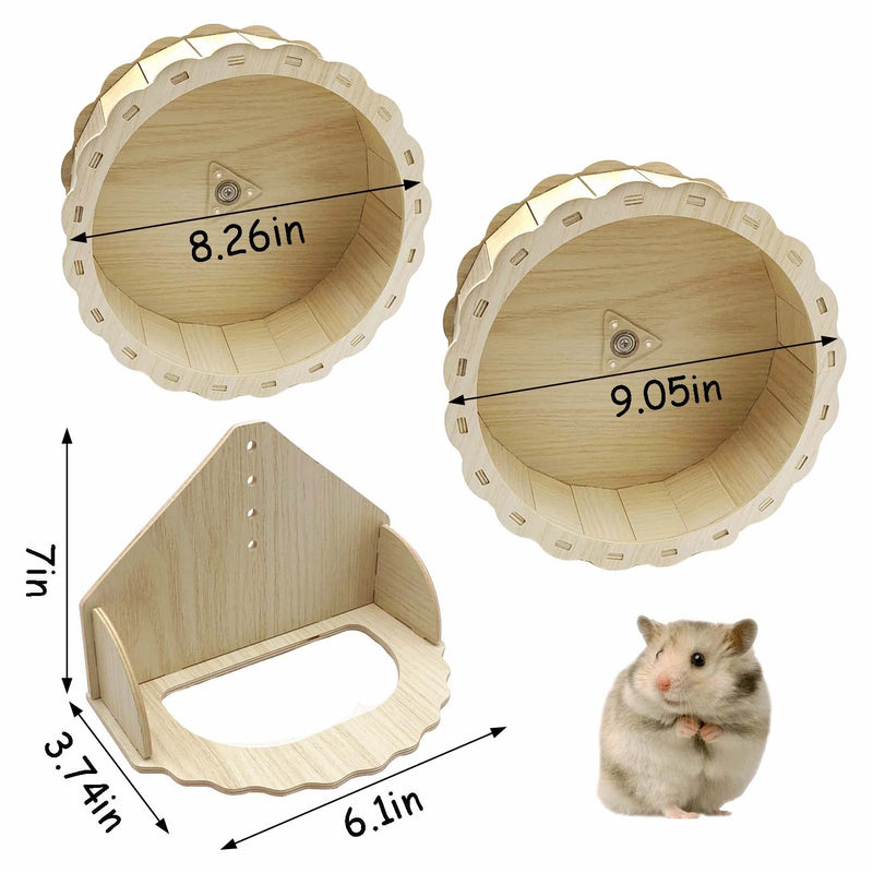 Hamiledyi Hamster Wheels Wooden Silent Running Wheel for Gerbil, Mice, Guinea Pigs Dwarf Syrian Hamster (9.05in) 9.05in