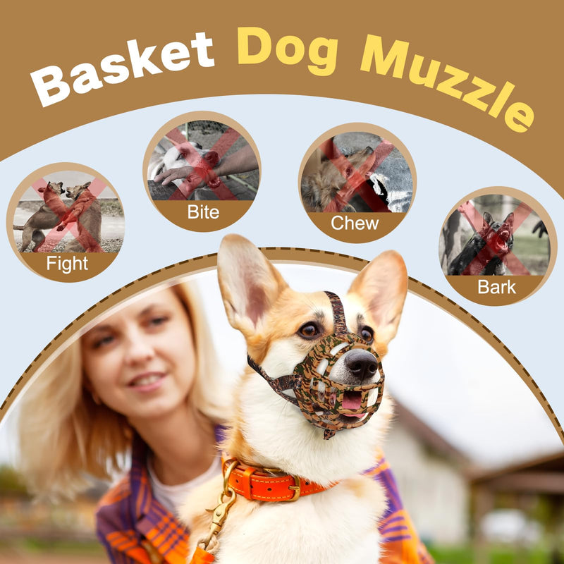 Dog Muzzle to Prevent Biting, Basket Muzzles for Large Medium Small Dogs Allows Panting Drinking Anti Chewing, Perfect for Grooming Trimming Training and Aggressive Reactive Dogss (Brown, Size 5) Brown