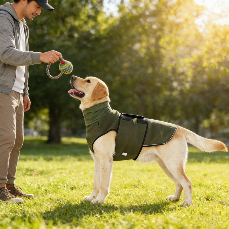 Breathable Calming Vests for Dogs, Anti-Stress Vest for Dogs with Earmuffs & Hood, Soothing Dog Coat, Easy Adjustment, Dog Calming Vest, Relieve Nervous (Green, L) Green