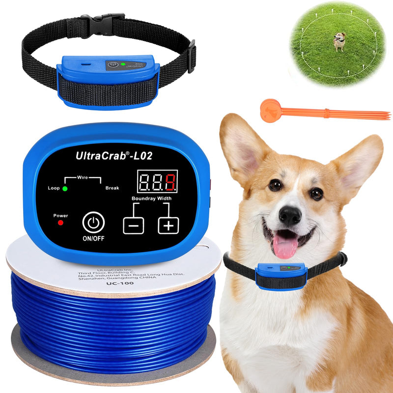 UltrCrab Receiver Collars Replacement for Wired Pet Fence, Rechargeable Waterproof Training Collars for Dogs Over 12lbs+, Adjustable Nylon Strap to Fit Neck Sizes 8-28 in for Invisible Dog Fence, Blue - PawsPlanet Australia