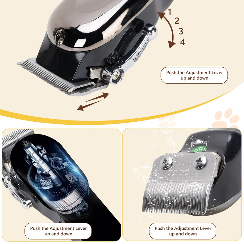 VINGVO Cordless Horse Clippers, Rechargeable Livestock Clippers with Low Noise, 180min Runtime & 4 Guards for Horse Dog Grooming Thick Hair - PawsPlanet Australia