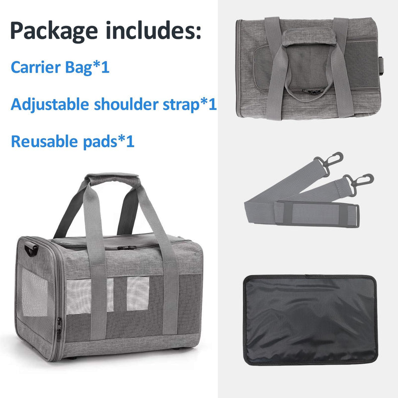 kathson Small Animal Carrier Bag, Guinea Pig Rabbit Travel Carrier Breathable Mesh Window Pet Portable Hand Bag for Hamster Bird Bunny Bearded Dragon Kitty and Etc (Grey) Gray 15.0"L x 9.8"W x 10.2"H - PawsPlanet Australia