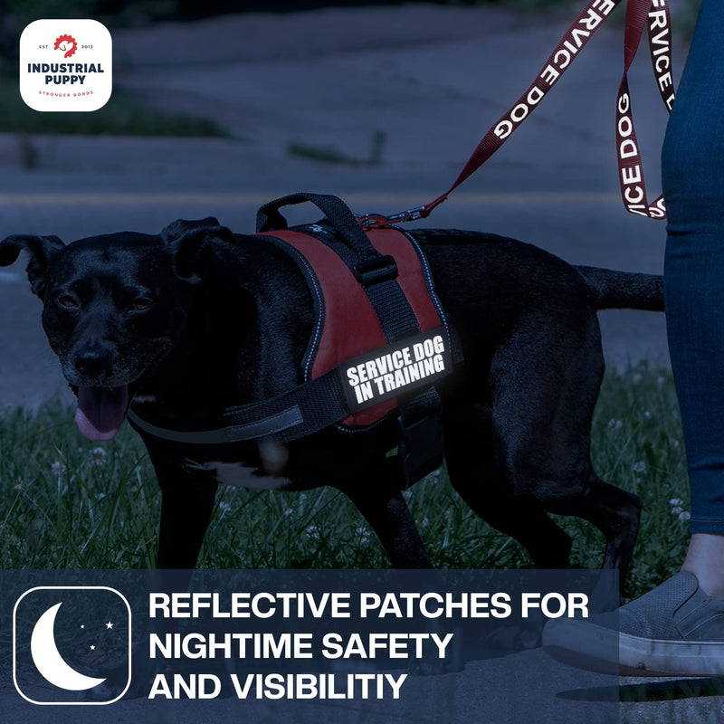 Industrial Puppy Service Dog in Trainign Patch- Attachable Patches with Hook Backing for Deaf Dog Harness or Vest, 2 Reflective Patches, Supplies, Weatherproof Polyester Durability XXS, Black SERVICE DOG IN TRAINING XXS (1 x 2") - PawsPlanet Australia