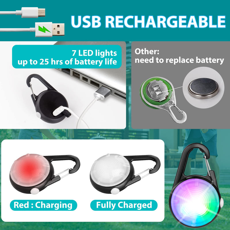 Dog Collar Light, 2 Packs 4 Modes Lights for Dog Collar, High Capacity USB Rechargeable Dog Light, IP68 Waterproof Dog Lights for Night Walking, Climbing, Running - PawsPlanet Australia