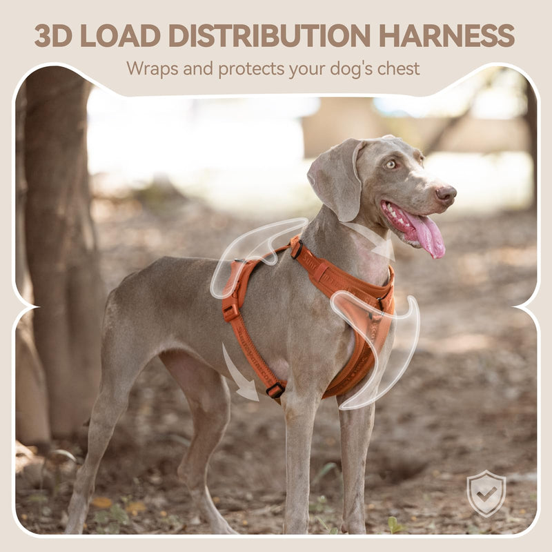No Pull Dog Harness with Lycra, Three-Point Force Dispersion & 3D Padding, Adjustable Breathable Mesh for Small Medium Large Dogs(Carmel Brown,XS) XS(Neck:10.0-16.0,Chest:14.0-20.0) Carmel Brown - PawsPlanet Australia