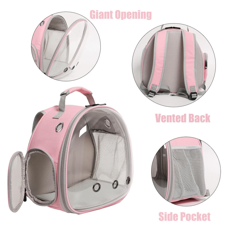 Portable Travel pet Backpack Carrier Small Animal Travel Bag for Hamster, Guinea Pig, Bird, Cat, Rabbit, Pink (Pink) - PawsPlanet Australia