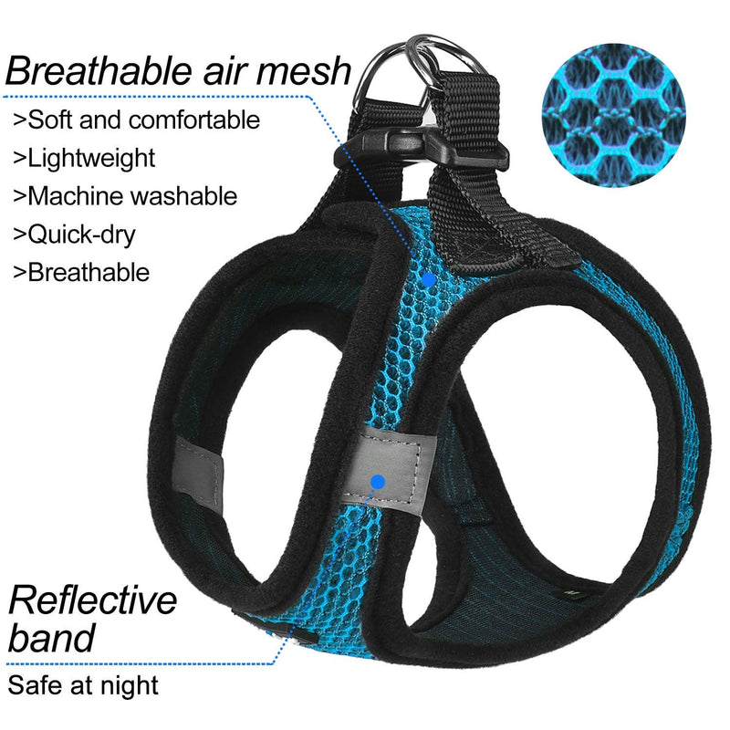 Dog Harness Step-in Breathable Puppy Cat Dog Vest Harnesses for Small Medium Dogs Blue M (Chest 13.5''-16.5'', Weight 10-15 lb) - PawsPlanet Australia