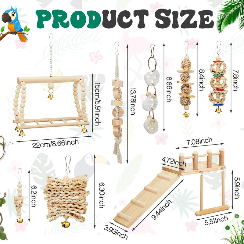 10 Pcs Parrot Swing Toys and Bird Perches Platform with Climbing Ladder Chewing Standing Hanging Parakeet Toys Bird Cage Accessories for Budgerigar Conure Cockatiel Love Birds and Finches - PawsPlanet Australia