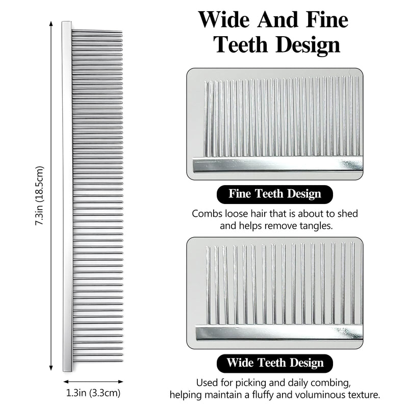 Professional Dual-Sided Fine & Coarse PET Grooming Comb with Antistatic Brass Handle and Rounded Teeth