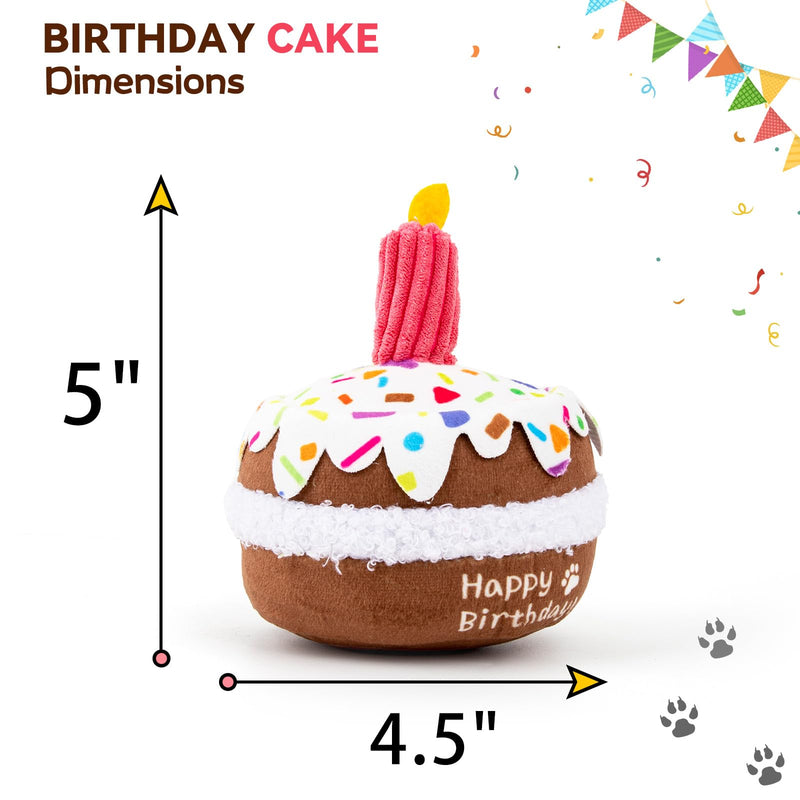 Dog Birthday Cake Toy - Dog Birthday Girl Boy Gifts, Squeaky Plush Dog Birthday Toy Small - PawsPlanet Australia