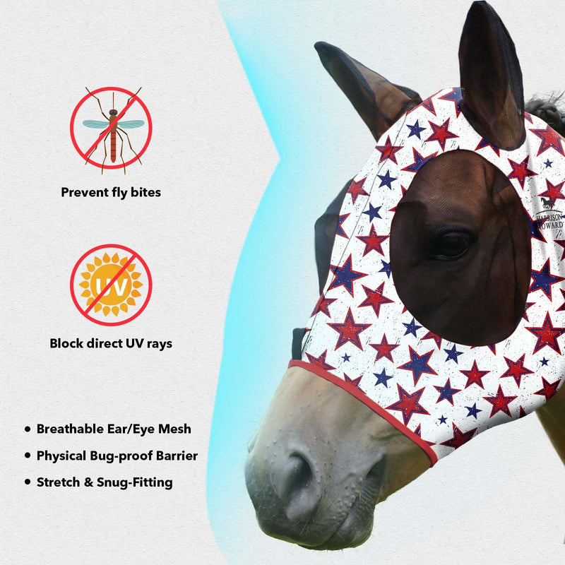 Harrison Howard Super Comfort Stretchy Fly Mask Large Eye Space with UV Protection Soft on Skin with Breathability Dream Star M Cob Cob (Medium) - PawsPlanet Australia
