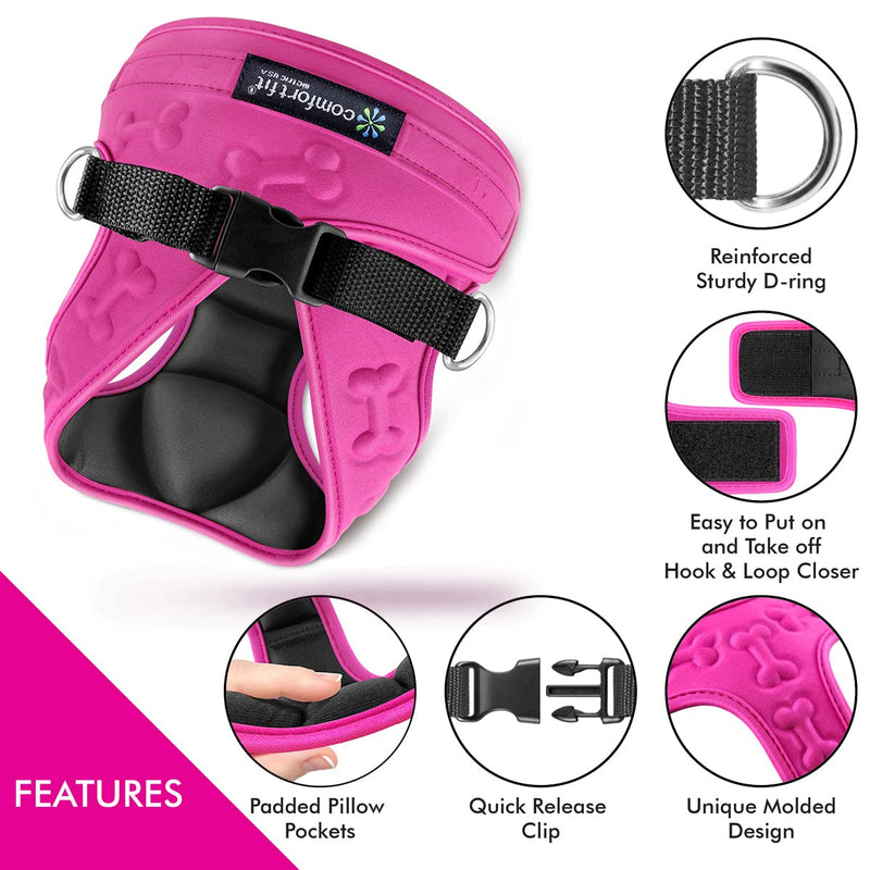 Comfort Fit Dog Harness No Pull No Escape Harness Adjustable Buckles Soft Padded Reflective Choke Step in Dog Vest with Easy Control Handle for Small Medium Large Dogs & Puppies S (Chest 13"-17") Pink - PawsPlanet Australia