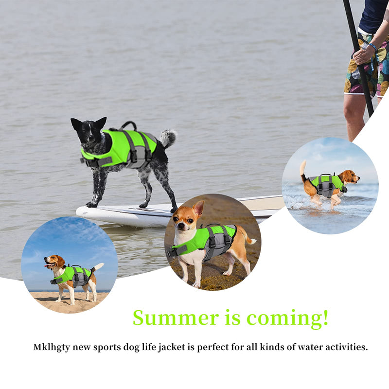 Dog Life Jacket, Reflective & Adjustable Dog Life Vest with Rescue Handle for Swimming and Boating, Ripstop Pet Safety Life Preserver for Small, Medium and Large Dogs Green X-Large - PawsPlanet Australia