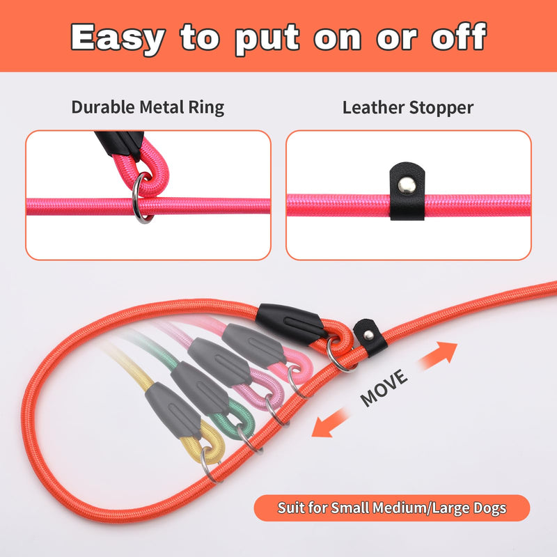 6-Piece Premium No-Pull Dog Slip Leads 4.6ft Adjustable, Pastel Hues (Yellow/Pink/Green/Lt Pink/Blue/Orange) - Easy On/Off, No Collar Needed, Vibrant for Small/Medium Dogs (Walking/Training) - PawsPlanet Australia