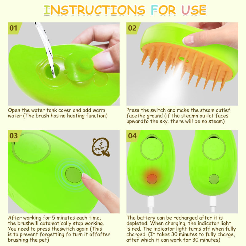 Cat Steam Brush, 3 In1 Steam Cat Brush, Steam Brush for Cats, Steamy Cat Brush, Rechargeable Silicone Steam Pet Brush, Multifunctional Pet Hair Comb for Removing Tangled And Loosse Hair (Yellow) Yellow - PawsPlanet Australia