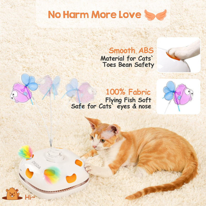 ORSDA Cat Toys for Indoor Cats, 5 in 1 Interactive Cat Toy, Rechargeable Automatic Enrichment Toys for Cats Home Alone for Bored Indoor Adult Cats Self Play Kitten Toys for Exercise, Touch Activated - PawsPlanet Australia