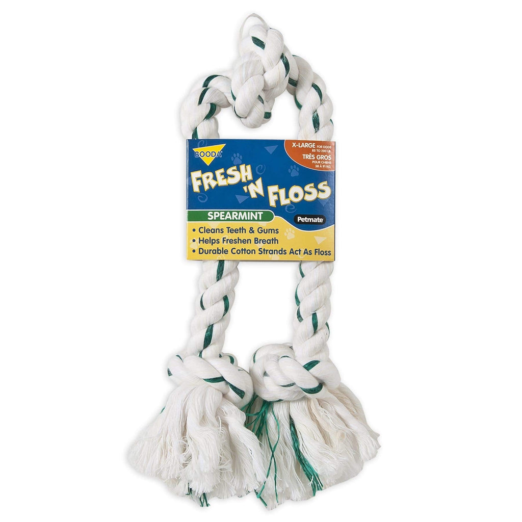 Booda Fresh-N-Floss 3 Knot Tug Rope Dog Toy, Large, Spearmint