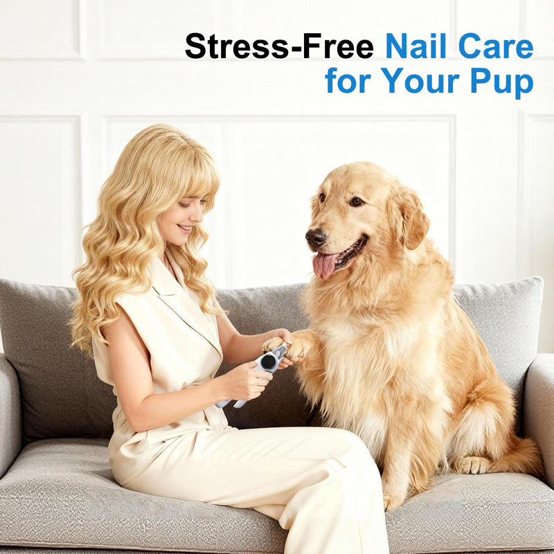 2-in-1 Dog Nail Clippers and Grinder, Electric Dog Nail Trimmer for Large Medium Small Dogs & Cats with 3 Speeds, USB Rechargeable, Quick Sensor, Splash Guard & LED Lights, Safe & Painless (White) White - PawsPlanet Australia