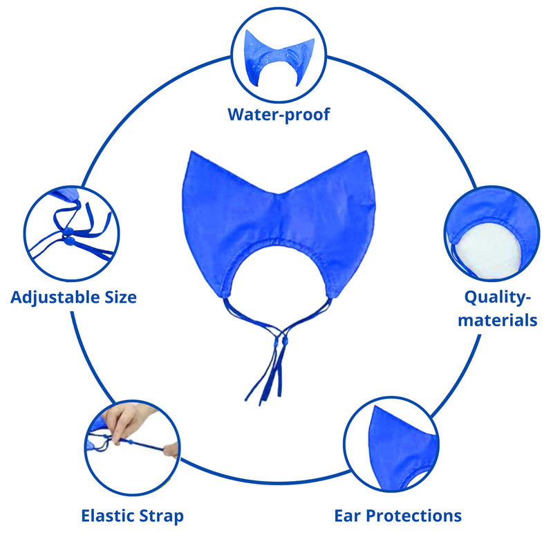 Cat Shower Cap and Bath Brush set, Cat Ear Cover and Grooming Bathing Brush for Cats Puppy Small Dogs, Cat Ear Protection Stuff, Small Dog Cat Bathing Supplies, Pet Accessories (Blue) Blue - PawsPlanet Australia