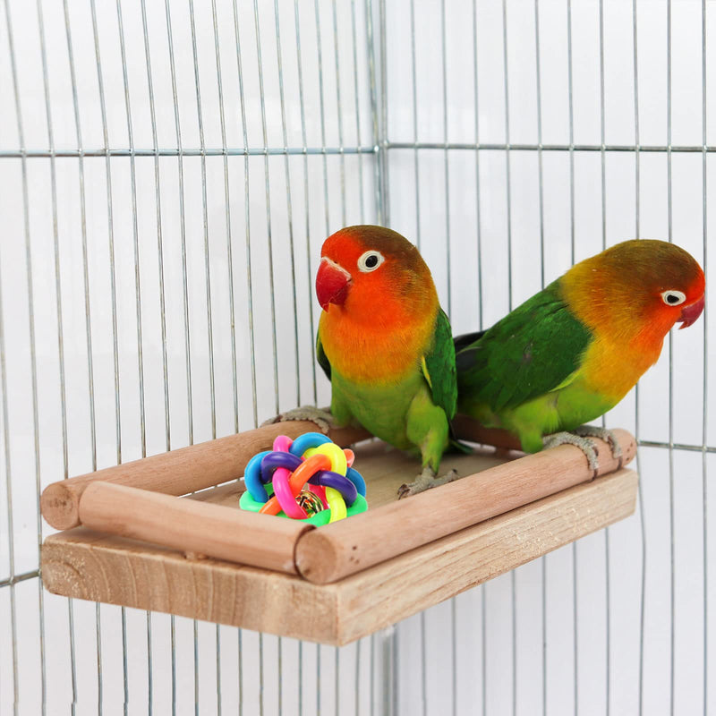 Bird Perch Stand Toy, Bird Food Holder, Natural Wooden Bird Cage Accessories, Bird Standing Climbing Perch for Parrot, Cockatiel, Rat, Parakeet, Budgies, Love Birds G - PawsPlanet Australia