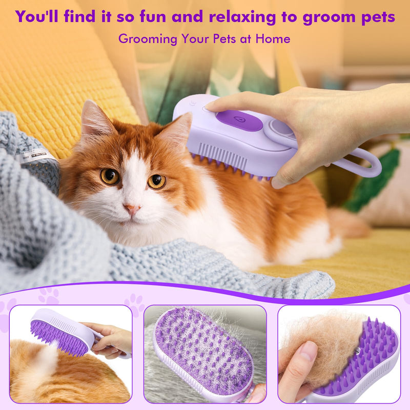 4-In-1 Cloud Care Cat Brush Brush for Shedding, Pet Steam Brushs for Indoor Long and Short Hair Cats and Dogs, Anti-Static, Massage, Cleaning, Shedding & Combing All In One - PawsPlanet Australia