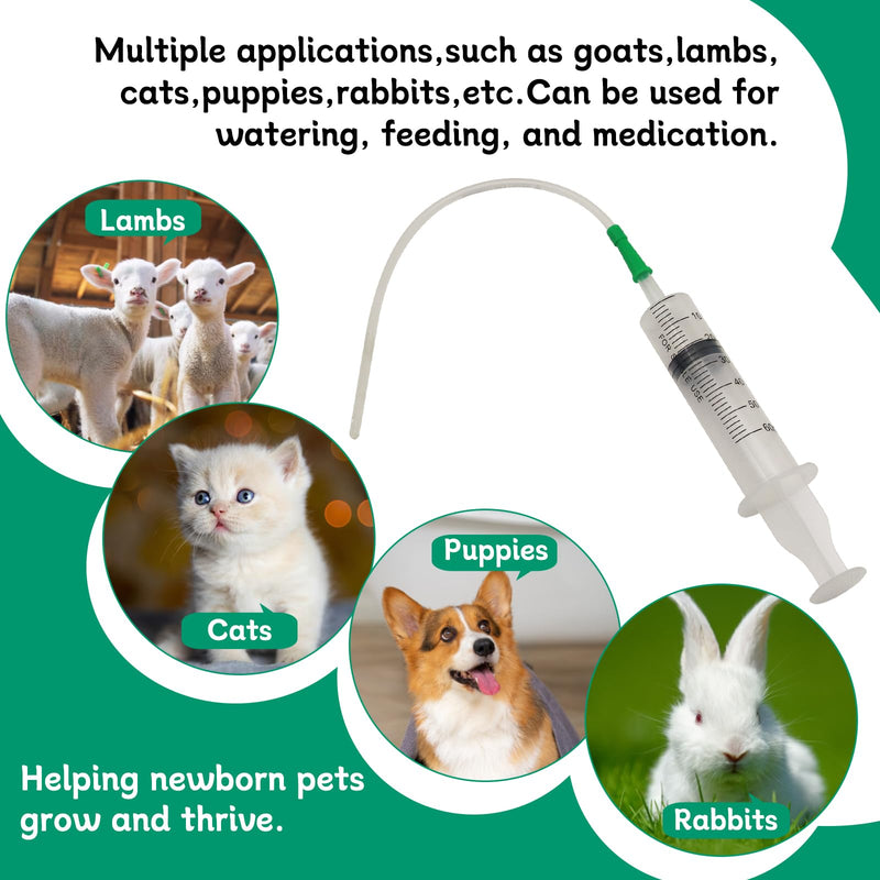 Lamb and Goat Kid Feeding Kit 2-Clear Tube (16 FR), 1-Syringe 60ml Reusable Drench Goat Syringe for Lamb, Dog, Sheep,Piglet,Rabbit Feeding - PawsPlanet Australia