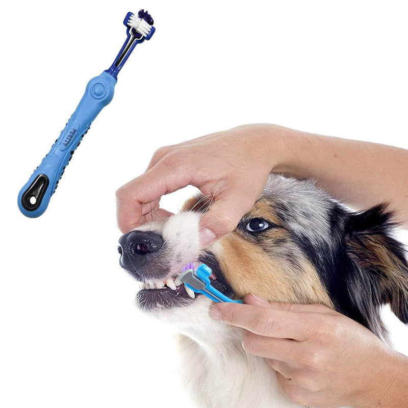 Orgrimmar 4 Pcs 3-Sided Pet Toothbrush Dog Cat Mouth Dental Teeth Care | Pet Brush for Bad Breath Tartar Cleaning Multicolor-4