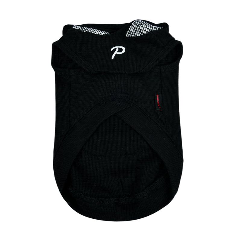 Puppia Xander Dog Shirt Hooded Trendy Fashionable Cute Dog Apparel for Small and Medium Dogs, Black, Small Black_Xander - PawsPlanet Australia