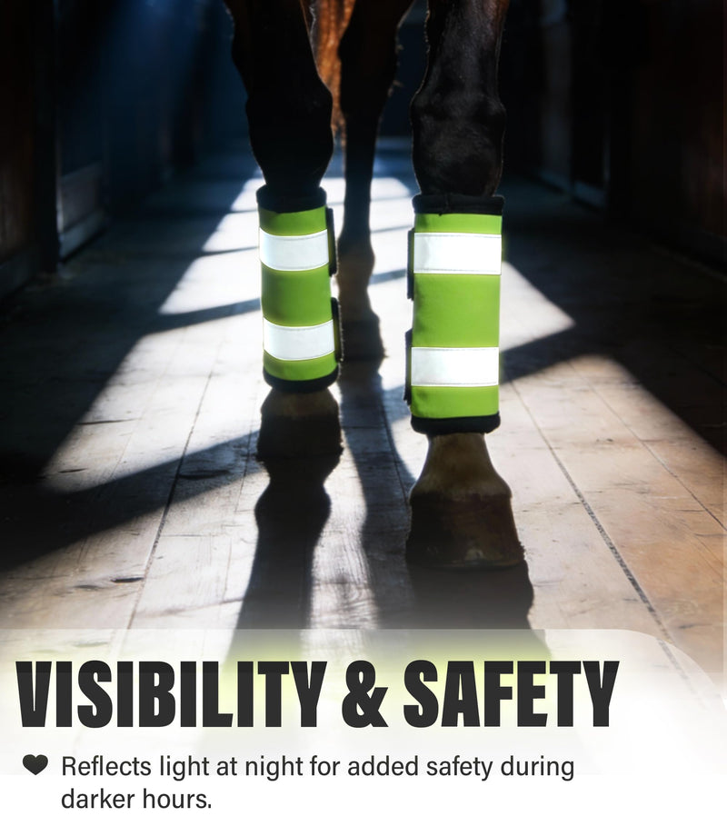 2/Pack High Visibility Horse Leg Wraps, Add Safety, Easy to Put on Horse Boots w/Fleece Interior Fluorescent Yellow Breathable Fabric + Fleece Lining - PawsPlanet Australia