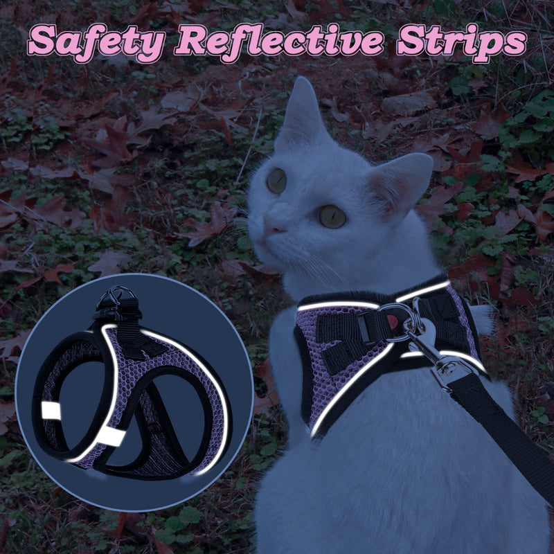 Cat Harness and Leash for Walking Escape Proof, Adjustable Kitten Vest Harness Reflective Soft Mesh Puppy Harness for Outdoor, Comfort Fit, Easy to Control (Lpink, XXS) Lpink - PawsPlanet Australia