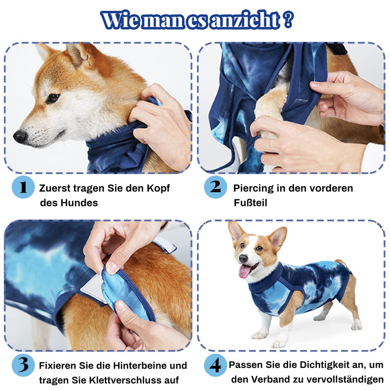 Dog Bodysuit After Surgery Dog Castration, Surgical Suit Dog Castration Dog, Dog Body Suit After Castration for Dogs Surgery Suit Pet Shirts (Bandages -Dyed Blue, S)
