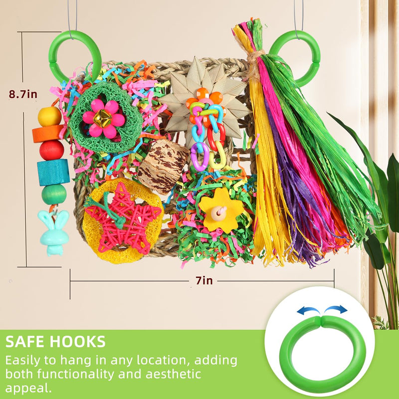 Bird Toys, Parakeet Toys Bird Foraging Toys Grass Mat Climbing Wall for Parakeet,Parrot,Cockatiel,Conure,Lovebird,Budgie Cage Small to Medium Birds (Warm Sun) Warm Sun - PawsPlanet Australia