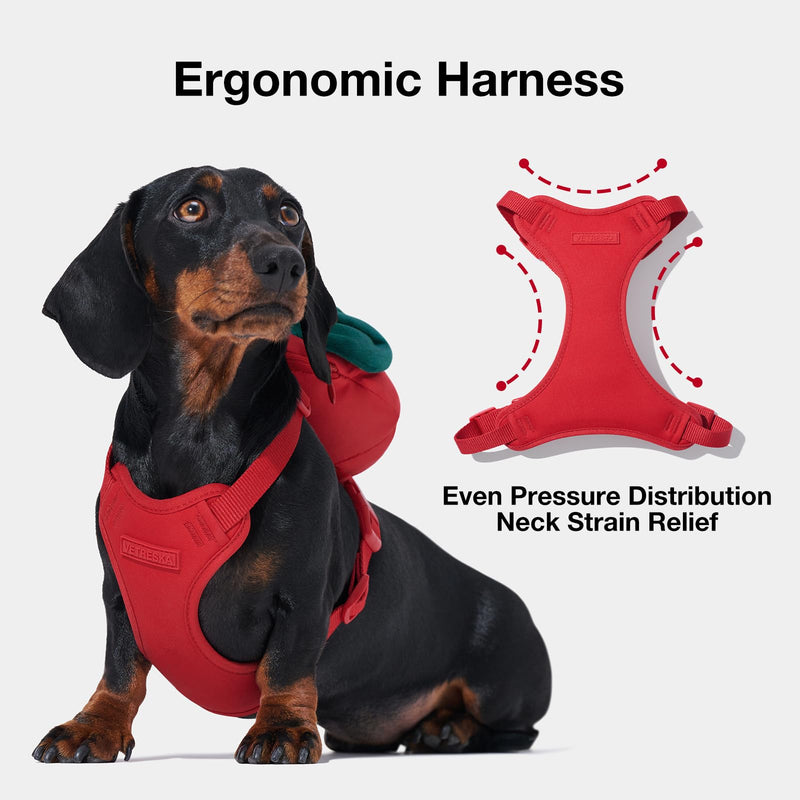 VETRESKA Strawberry Dog Harness and Leash Set, No Pull Dog Vest Harness for Medium Large Dogs, Walking and Training, Adjustable, Easy Control and Soft Padded Pet Harness and Backpack (L) L(Chest:27.6" - 35.4") - PawsPlanet Australia