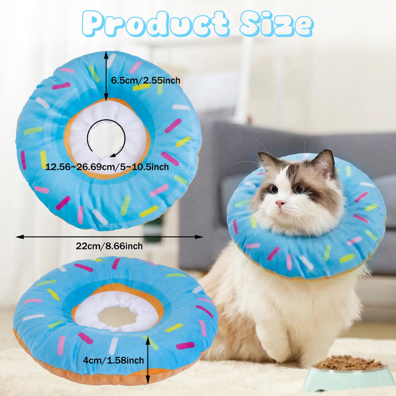 Blue Soft Cat Cone Collar Comfortable Adjustable Donut Recovery Collars Lightweight Elizabeth Collar Post-Surgery Wound Care Anti-Licking and Biting for Small Cats Blue