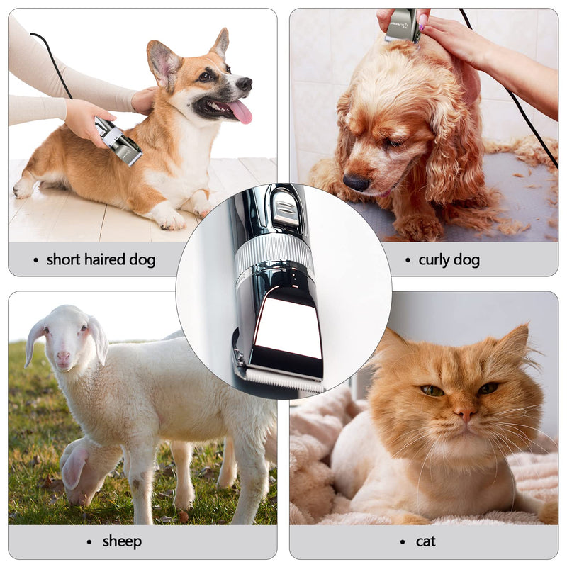 12V Professional Dog Clippers for Grooming, Electric Sheep Shears Pet Grooming Clippers for Thick Coat Heavy Duty Animal Hair Fur Trimmers Shaver Silver - PawsPlanet Australia