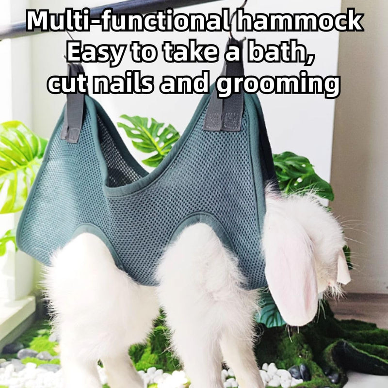 Rabbit Grooming Hammock with Safety Belt for Nail Clipping, Grooming, Bunny Bathing Bag for Nail Trimming, Cat Claw Care Bag, Small Animal Grooming Harness (Grey,X-Small) Grey X-Small - PawsPlanet Australia
